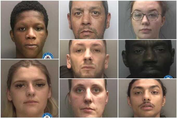 (Left top to bottom) Brian Asante and Alicia Cox (top row L-R) James Carroll, Meghan Lawrence (middle L-R) Simon McTaggart, Maurice Reid (bottom L-R) Emma Gill and Dylan Swarn (Image: West Midlands Police)