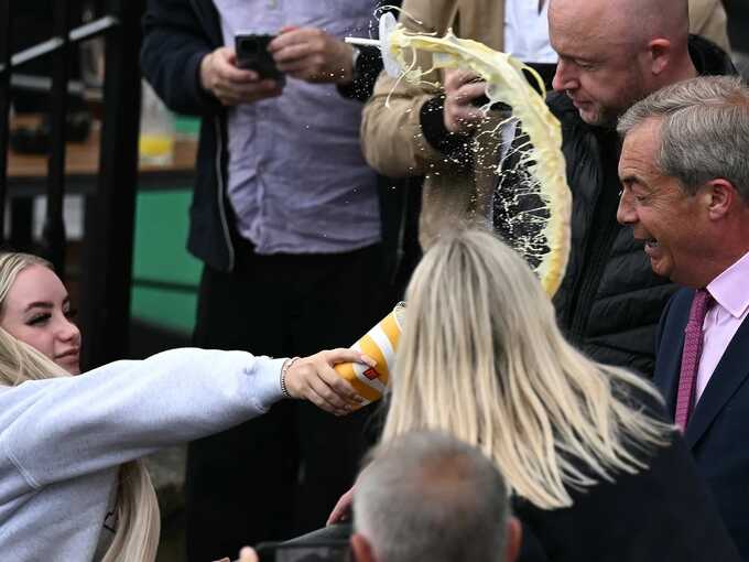 Woman admits to throwing milkshake at Nigel Farage