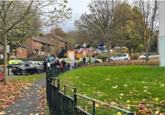 Footage shows the emergency services at a road closure along Kings Weston Road (Picture: BPM MEDIA)