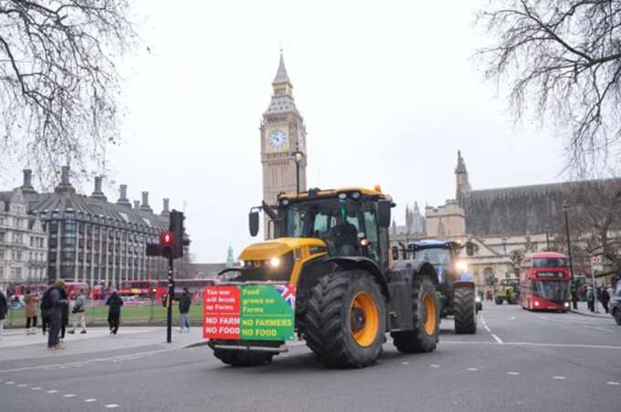 Hundreds of tractors converge on Westminster in latest farmers’ protest