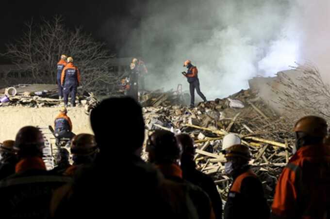 Two people dead as apartment block collapses in Turkey