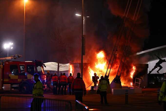 Large fire erupts at Etihad Stadium before Manchester City match