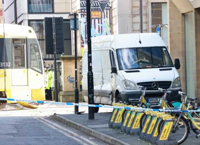 Manhunt for van driver after 3-year-old girl dies in Manchester tram crash