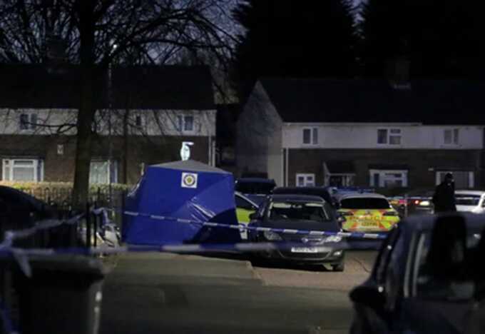 A tent is in place where the shooting took place (Picture: Joseph Walshe / SWNS)