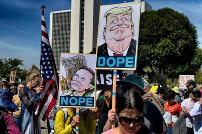 Hundreds of protests against Trump and Musk sweep across US
