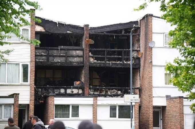 The property in Brent, London, where the pregnant woman and three of her children died in fire
