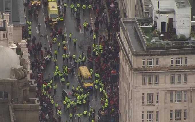 Man arrested after driving into crowd during Liverpool trophy parade