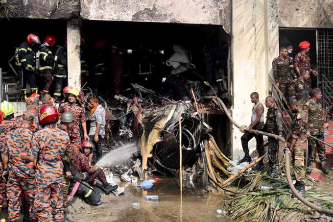 Training jet crashes into school in Bangladesh: 19 dead, 164 injured