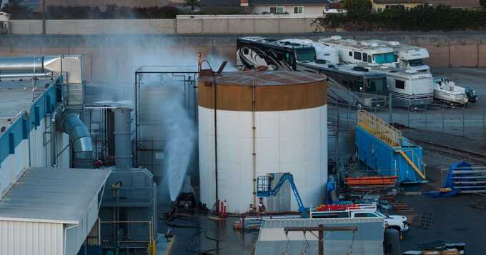 California chemical scare deepens as firefighters battle overheating tank near Disneyland