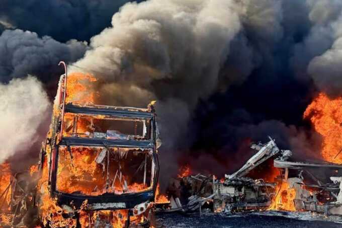 36 buses destroyed after blaze rips through Essex depot in suspected arson attack