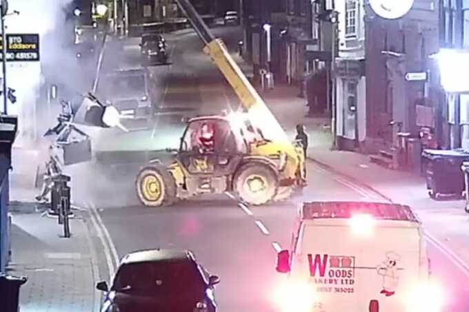 Masked ram raid gang uses digger to rip ATM from Nationwide branch