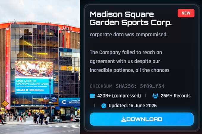 ShinyHunters publishes 45GB MSG data dump days after Knicks NBA Finals win