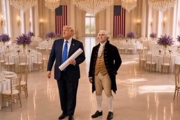 Trump posted an AI video showing George Washington a yet-to-be-built ballroom