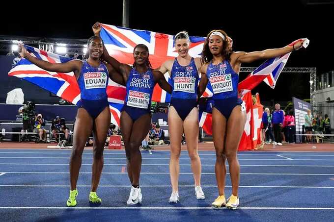 Dina Asher-Smith joins European medal elite after relay gold in Birmingham