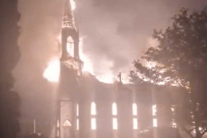 100-year-old Saint-Simon church reduced to ashes in suspected arson attack