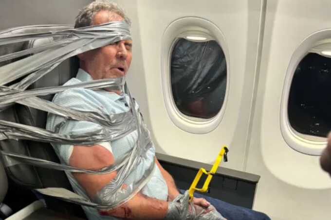 American Airlines passenger restrained with duct tape after outburst says he remembers "nothing"