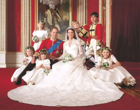 Hugo Burnand/Royal Household The Prince and Princess of Wales surrounded by their young bridesmaids and pages at their wedding in 2011