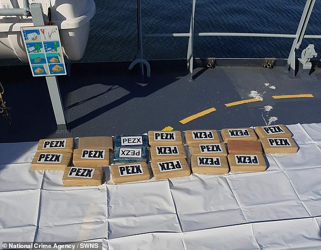 Cocaine seized by the NCA on a fishing boat stopped at sea off the coast of Newquay, Cornwall