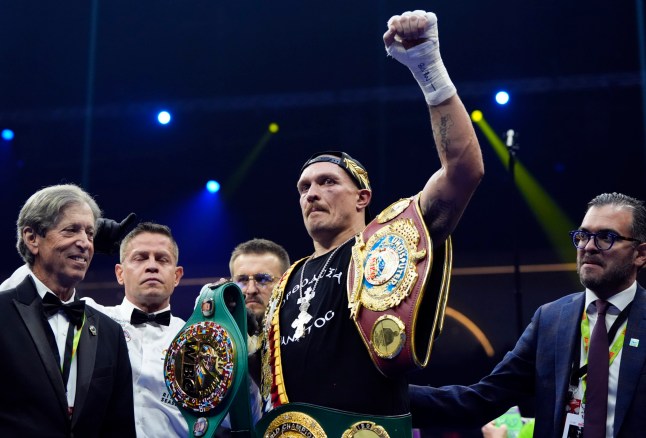 Oleksandr Usyk following the WBA, WBC, WBO, IBO World Heavyweight championship contest against Tyson Fury at the Kingdom Arena in Riyadh, Saudi Arabia. Picture date: Saturday December 21, 2024. PA Photo. See PA story BOXING Fury. Photo credit should read: Nick Potts/PA Wire. RESTRICTIONS: Use subject to restrictions. Editorial use only, no commercial use without prior consent from rights holder.