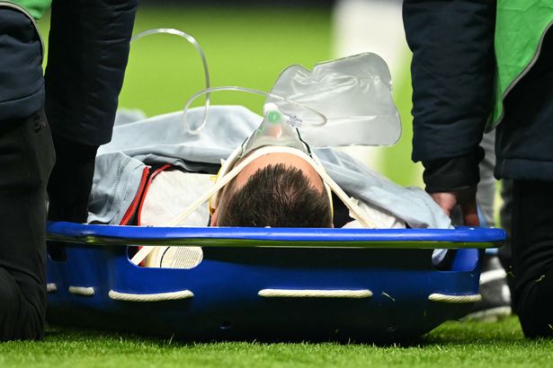 The midfielder was given oxygen on the pitch