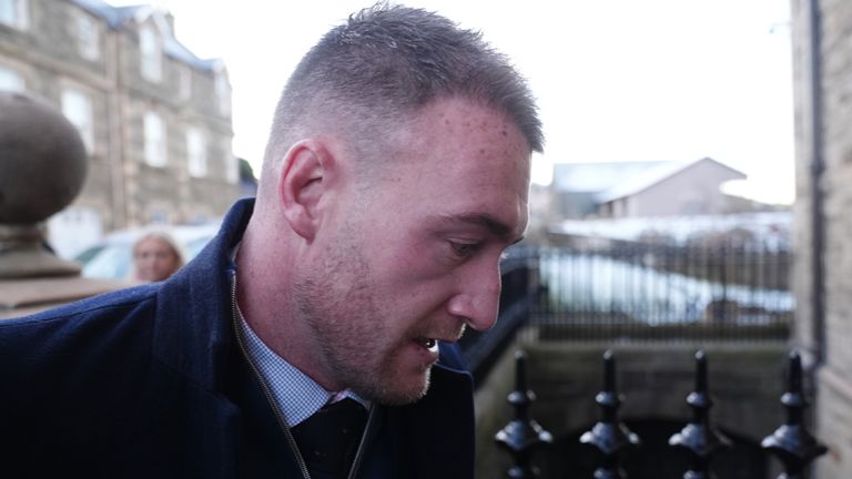 Former Scotland rugby captain Stuart Hogg arrives at Selkirk Sheriff Court.
Pic: PA eiqdhieqiqqkinv