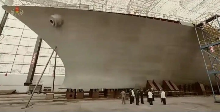 North Korean warship under construction at Nampo Shipyard.