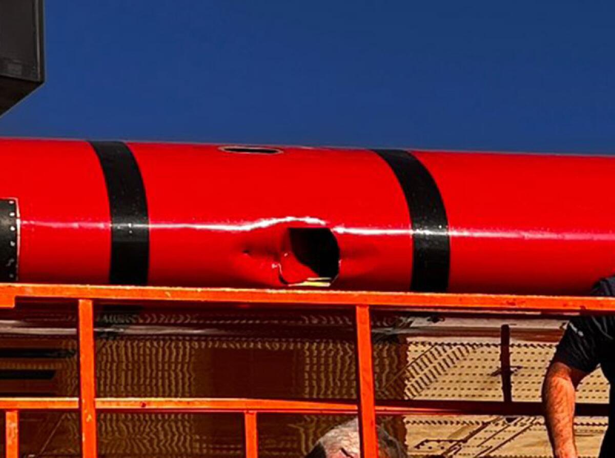 The L.A. County Fire Dept. released this image of damage to a Super Scooper firefighting aircraft from a civilian drone. tdiqriqrhixeinv