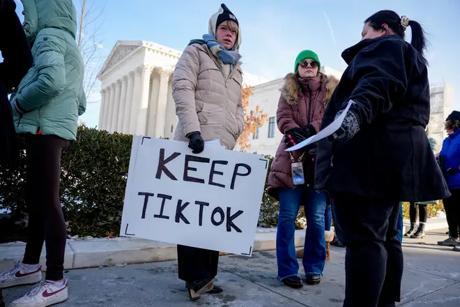 Protesters call for the TikTok ban to be reversed.