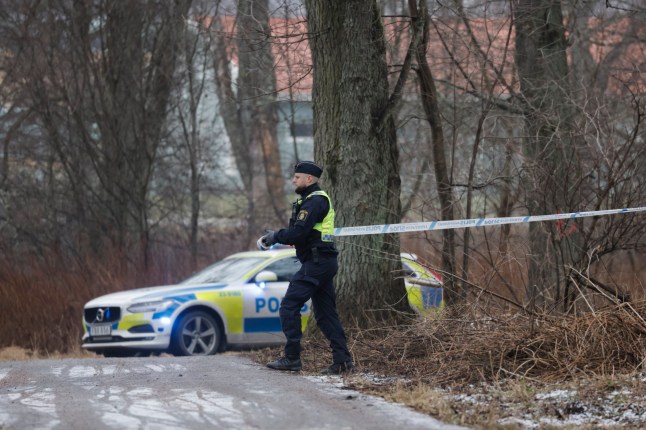 Police at the scene of an incident at Risbergska School, in ??rebro, Sweden, Tuesday, Feb. 4, 2025. (Kicki Nilsson/TT News Agency via AP)