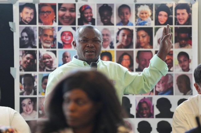 Members of a support group for the next of kin and families of some the 72 people killed in the Grenfell Tower Fire in 2017 during a press conference at Royal Lancaster London hotel, following the publication of the final report published by the long-running Grenfell Tower Inquiry, which has presented findings on how the west London tower block came to be in a condition which allowed the flames to spread so quickly, claiming the lives of 72 people. Picture date: Wednesday September 4, 2024. PA Photo. See PA story INQUIRY Grenfell. Photo credit should read: Yui Mok/PA Wire