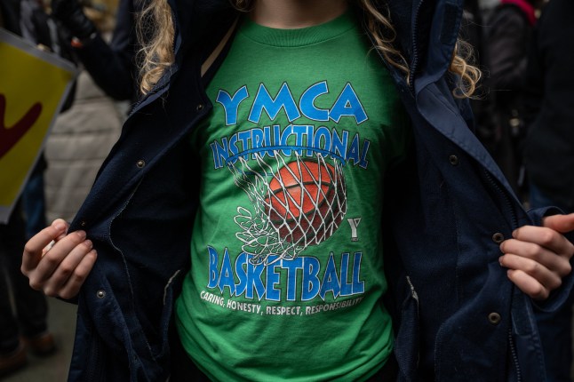 LONDON, ENGLAND - JANUARY 31: Supporters of the central London YMCA building protest at the High Court in support of an injunction being sought to stop Criterion Capital from selling the premises at High Court on January 31, 2025 in London, England. (Photo by Guy Smallman/Getty Images)