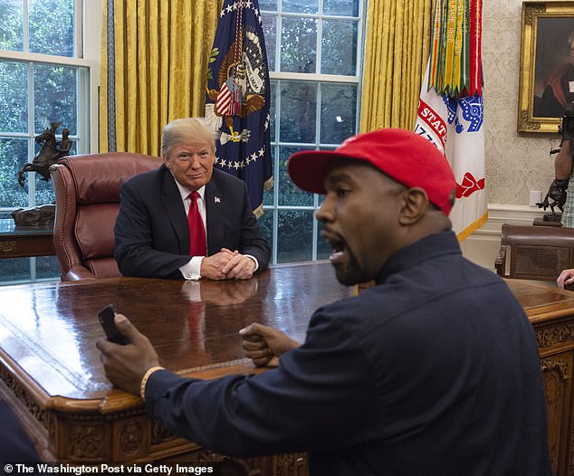 Kanye, pictured in the Oval Office in 2018, appealed to Trump to release Diddy from custody