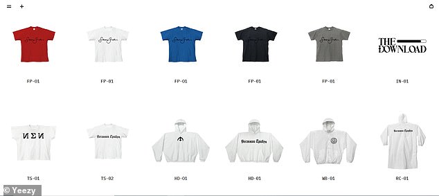 On his Yeezy website, Kanye featured a series of Sean John shirts - in red, white, blue, black and gray - for $20 apiece in what he said was a business arrangement with Diddy