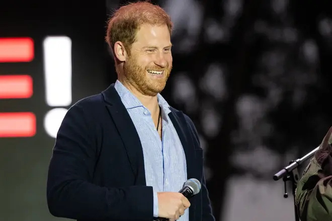 Prince Harry, Duke of Sussex, speaks onstage with First Responders during the One805 Live Fall Concert benefiting First Responders in September 2024, in Carpinteria, California. qhidquidduiqinv