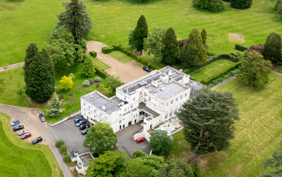 Aerial view of Royal Lodge in Windsor Great Park.