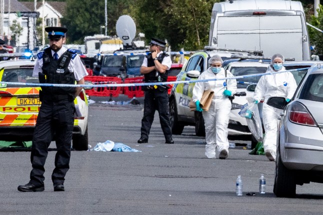 File photo dated 29/7/2024 of police on Hart Street Southport, Merseyside, where a man has been detained and a knife seized after a number of people were injured in a reported stabbing. Axel Rudakubana, 18, has pleaded guilty at Liverpool Crown Court to murdering three young girls in a knife attack at a Taylor Swift-themed dance class. Rudakubana has also pleaded guilty to the attempted murder of eight other children and to the attempted murder of Leanne Lucas and Jonathan Hayes in Southport, Merseyside on July 29, 2024. Issue date: Monday January 20, 2025. PA Photo. See PA story COURTS Southport. Photo credit should read: James Speakman/PA Wire qhiddrixxihtinv