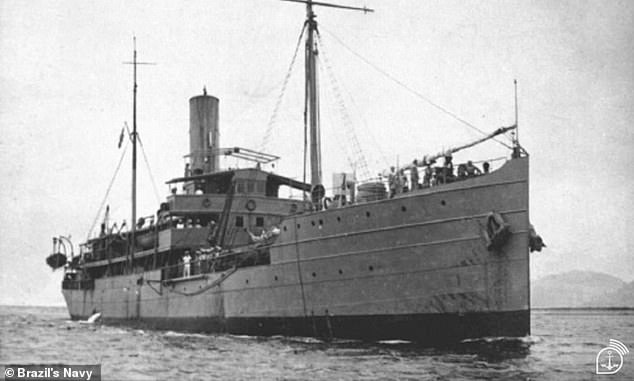 The Brazilian vessel, named Vital de Oliveira, was attacked by a German submarine in 1944 and 100 of the 270 men onboard were killed