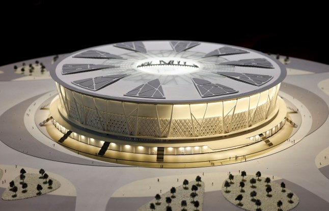 Soccer Football - FIFA expected to confirm Saudi Arabia as 2034 World Cup hosts - Riyadh, Saudi Arabia - December 11, 2024 A stadium model is seen inside the Saudi Arabia World Cup bid exhibition REUTERS/Hamad I Mohammed eiqrtidzuiqxeinv