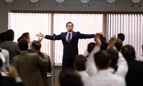 Scene from The Wolf of Wall Street with Leonardo DiCaprio raising his arms out to the sides. eiqetidqhidqzinv