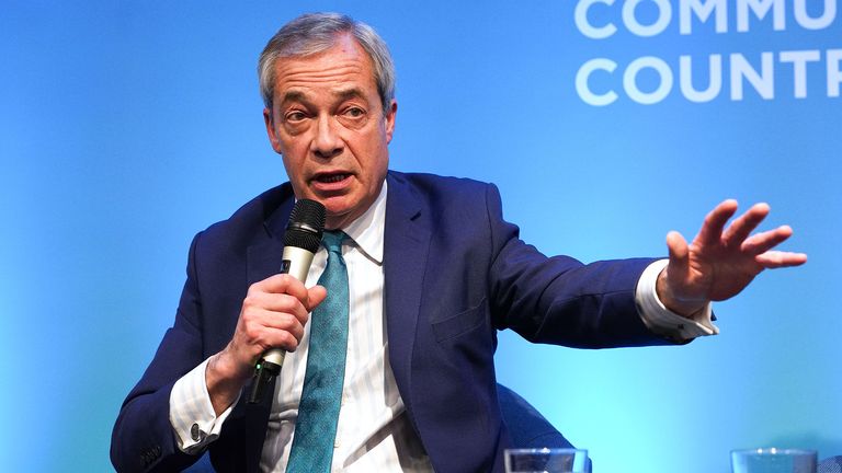 Reform UK leader Nigel Farage speaks during a press conference at 22 Bishopsgate, London. Picture date: Wednesday February 12, 2025. PA Photo. See PA story POLITICS Reform. Photo credit should read: Lucy North/PA Wire qhiddeiqqkiderinv