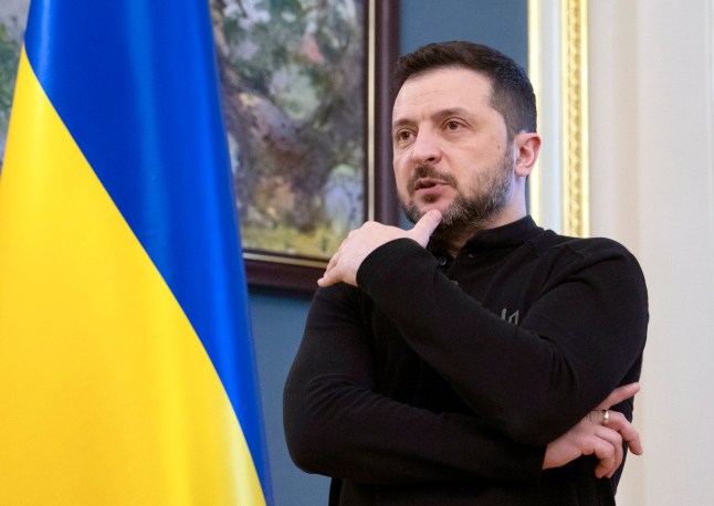 epa11925909 Ukrainian President Volodymyr Zelensky attends a news conference in Kyiv, Ukraine, 26 February 2025. President Zelensky said he plans to visit Washington, USA, to discuss with the US president a draft agreement which would give the US access to the extraction of rare earth minerals in Ukraine in exchange for military aid. EPA/STRINGER