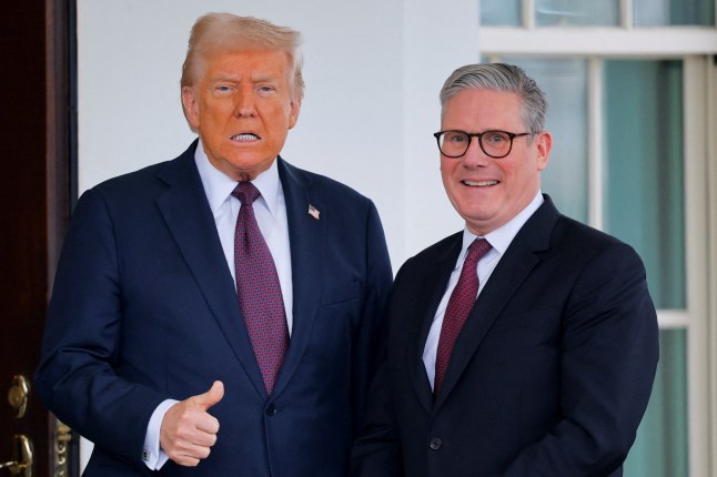 U.S. President Donald Trump meets British Prime Minister Keir Starmer at the White House in Washington, D.C., U.S., February 27, 2025. REUTERS/Brian Snyder