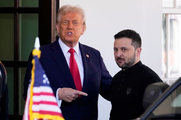 President Donald Trump welcomes Ukraine President Volodymyr Zelenskyy at the White House were he jokes that Zelenskyy ’dressed up’ for the event.