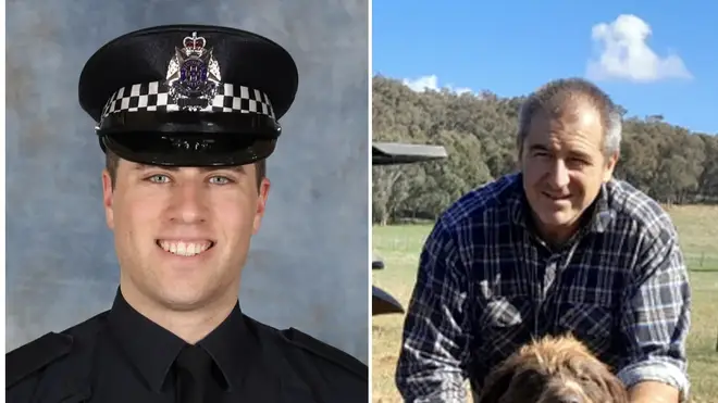 Snr Const Vadim De Waart-Hottart (left) and Det Leading Snr Const Neal Thompson (right) died after being fatally shot by Dezi Freeman qhxidiqxkiqthinv